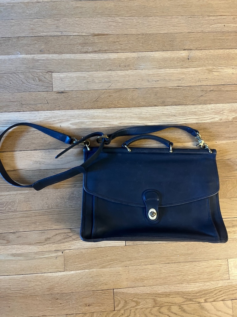 Coach Navy Leather Beekman Brief